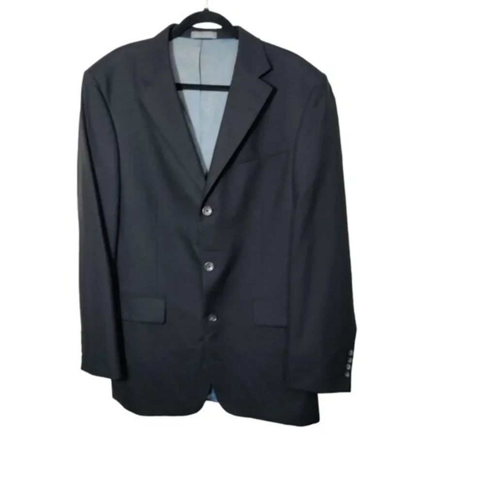 Oscar‎ De La Renta Black Wool Men's Sport Coat Blazer Size 42L